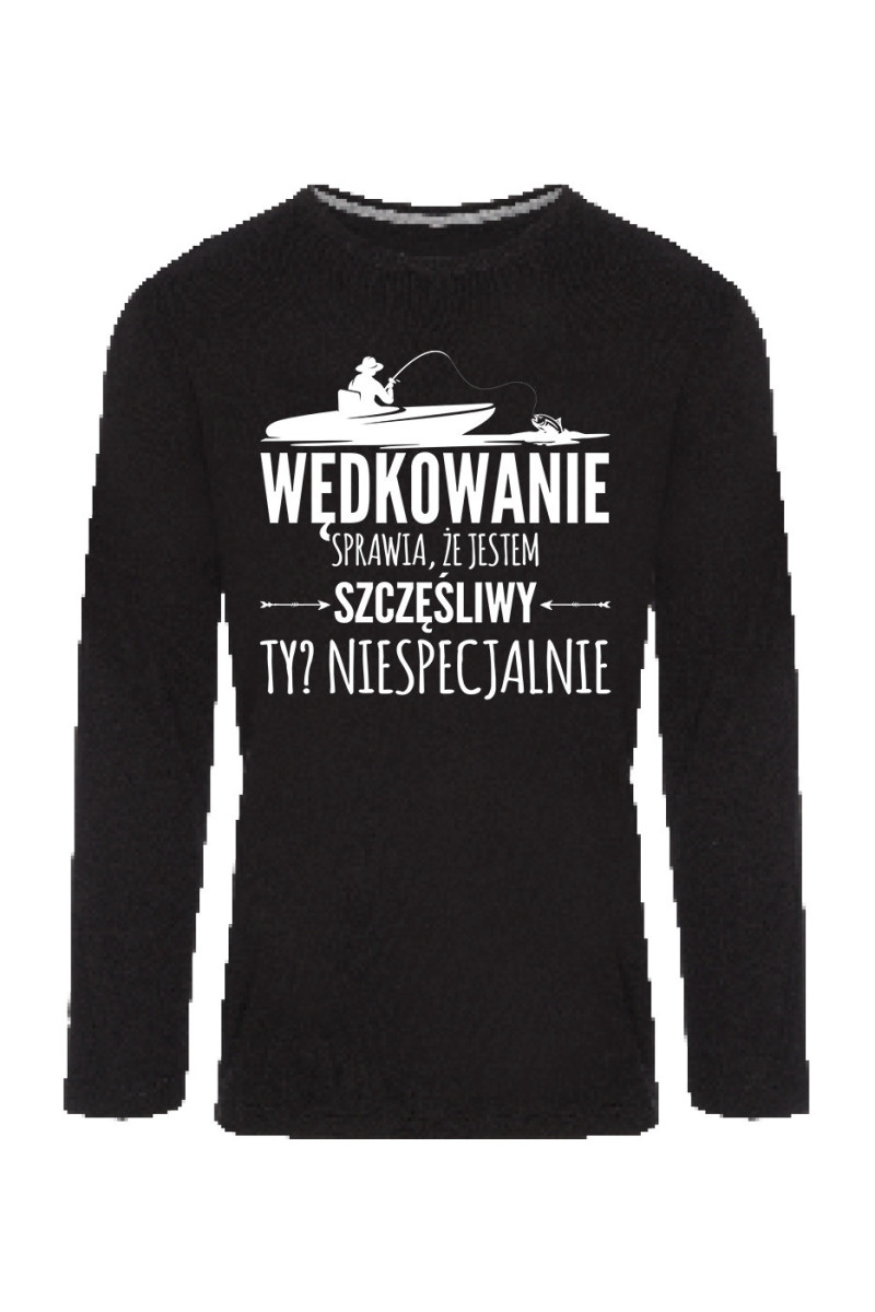 Koszulka Męska Longsleeve Wędkowanie Sprawia, Że Jestem Szczęśliwy