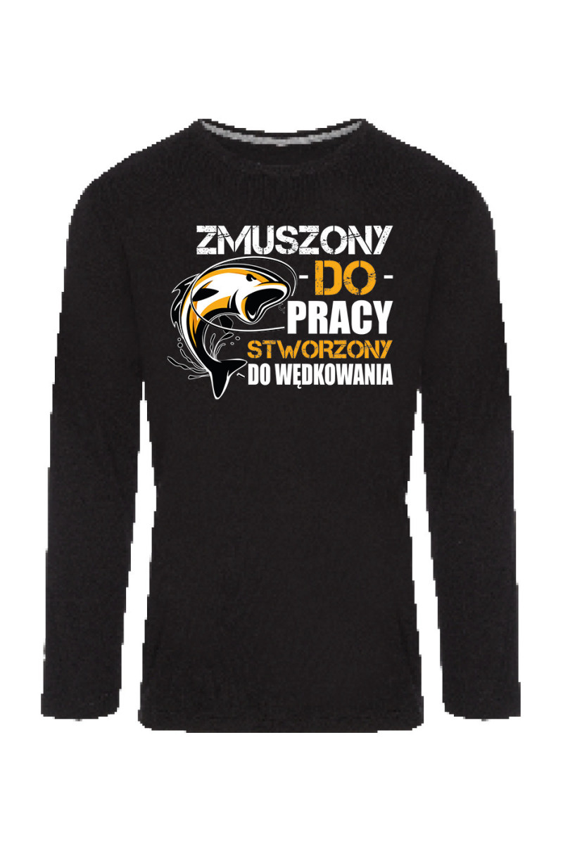 Koszulka Męska Longsleeve Zmuszony Do Pracy, Stworzony Do Wędkowania II