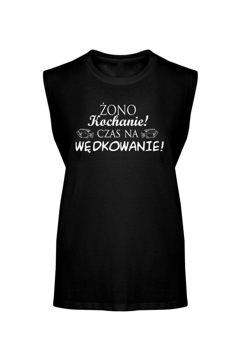 Koszulka Męska Tank Top Żono Kochanie! Czas Na Wędkowanie! II