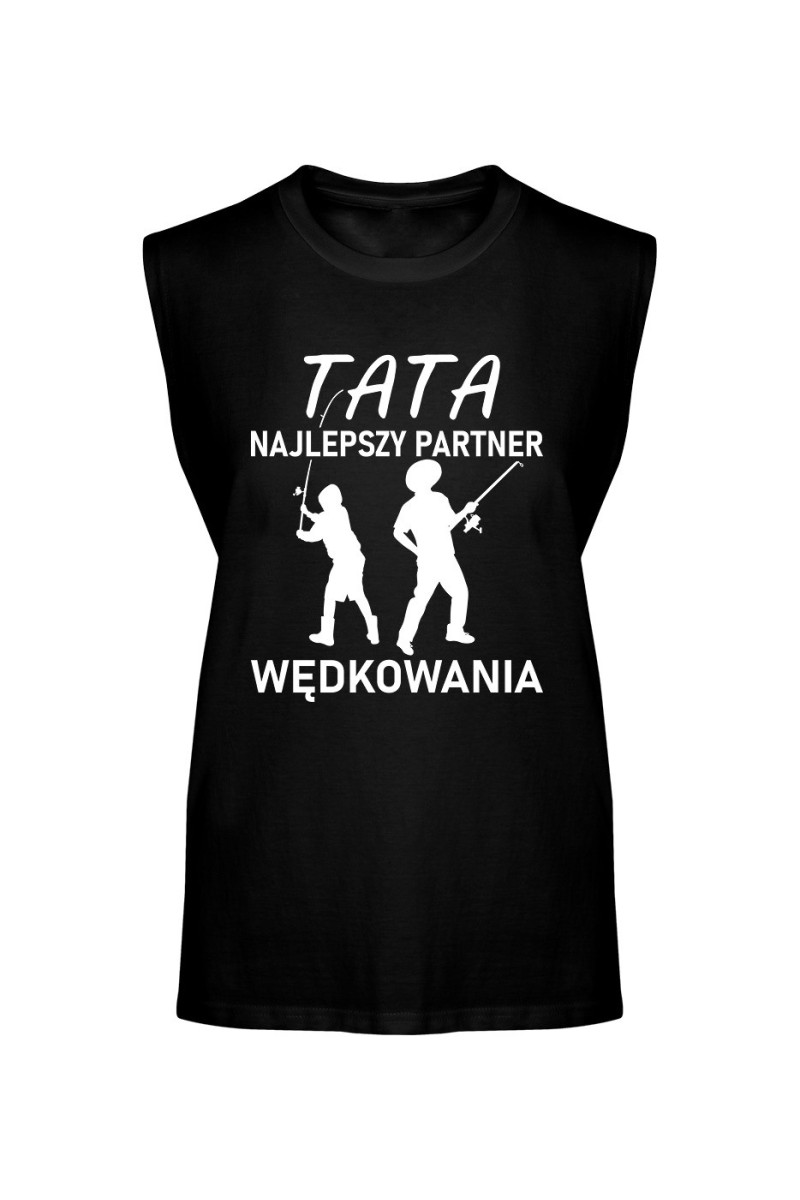 Koszulka Męska Tank Top Tata, Najlepszy Partner Wędkowania